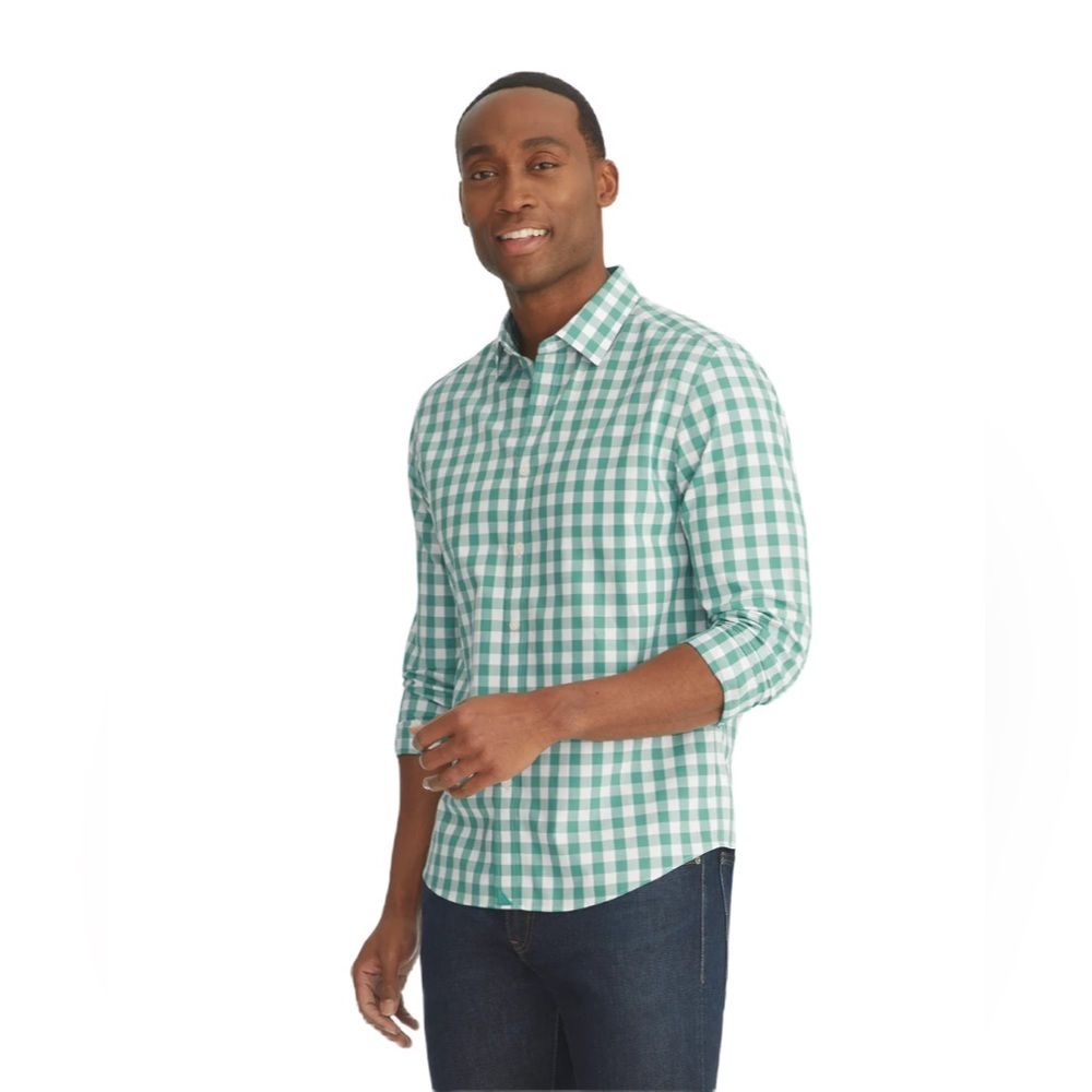 UnTUCKit Wrinkle-Free Groppello Shirt Green Gingham Sz XXL Button Down Button Up